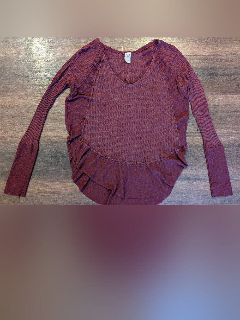 Free People sz. S burgundy thermal knit long sleeve top